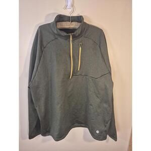 LL Bean Fleece Pullover Mens 3 XL 1/4 Zip Pocket Sweater Jacket Green,Preppy